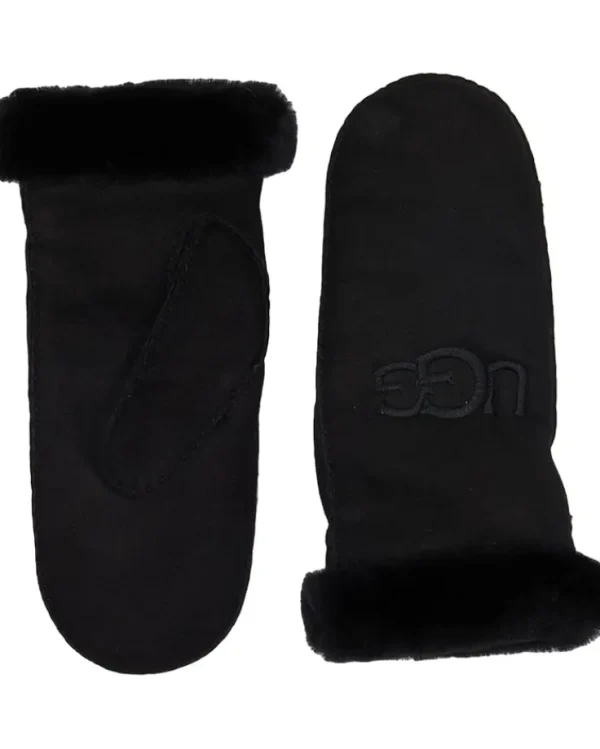 UGG Gloves<Embroidered Water Resistant Sheepskin Mitten with Tech Palm Black