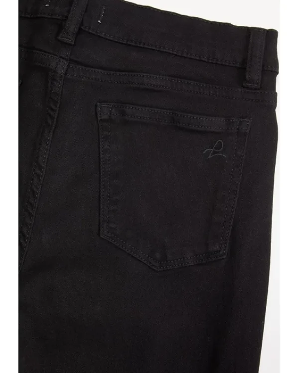 DL1961 Kids Jeans<Emie High-Rise Straight in (Big Kids) Black Peached Raw