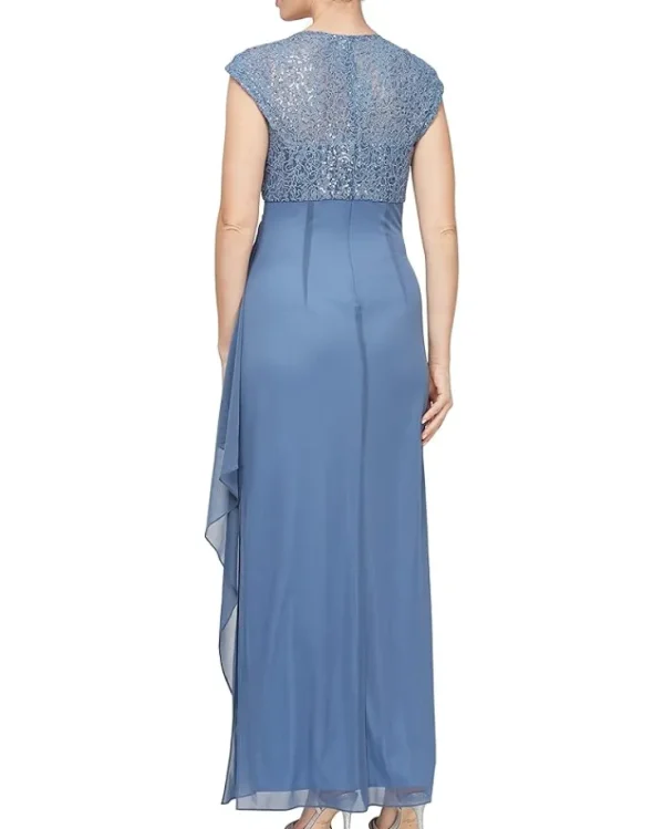 Alex Evenings Dresses<Empire Waist Dress with Corded Lace Bodice Wedgewood
