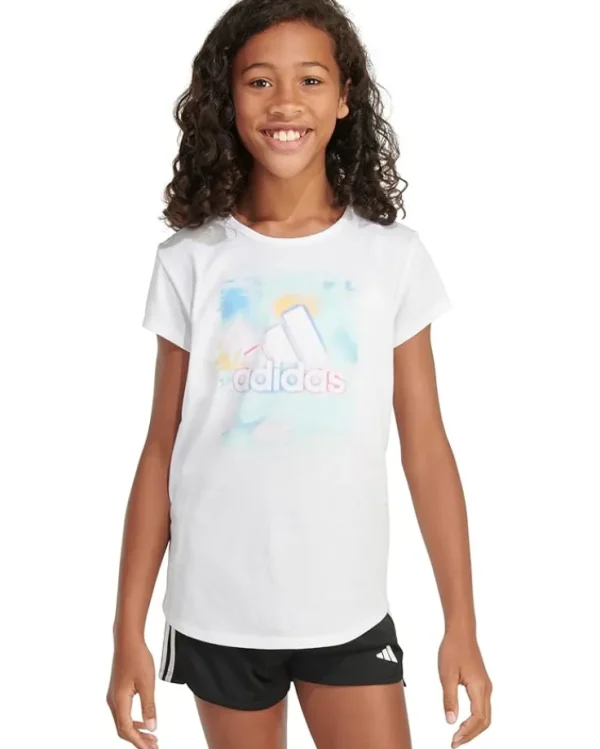 adidas Kids Shirts & Tops<Essential Tee S24(Big Kid) White/Lt Blue