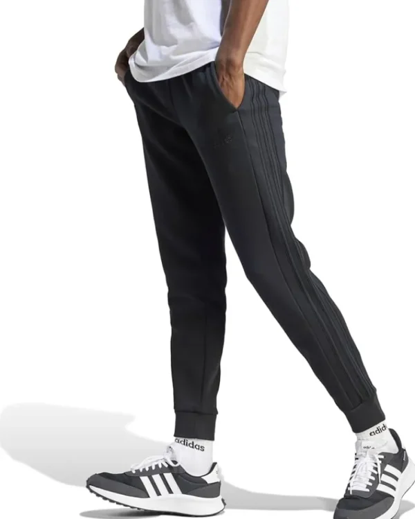 adidas Activewear | Pants<Essentials Fleece Tapered Cuffed 3-Stripes Pants Black 1