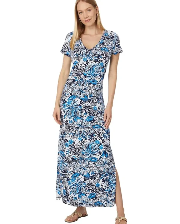 Lilly Pulitzer Dresses<Etta Short Sleeve Maxi Dress Low Tide Navy Pandarama