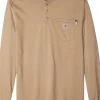 Carhartt Work & Duty Apparel | Shirts & Tops<Flame-Resistant Force Cotton Long Sleeve Henley Khaki