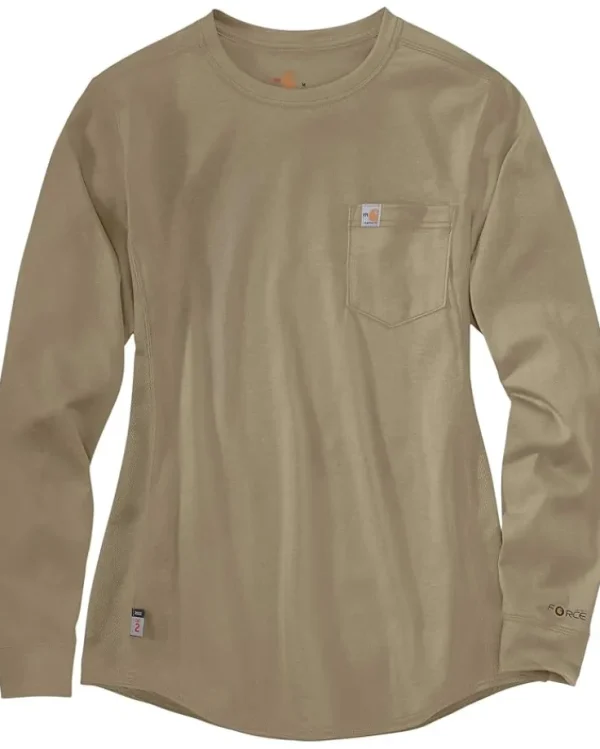Carhartt Work & Duty Apparel<Flame-Resistant Force® Cotton Long Sleeve Crew Khaki