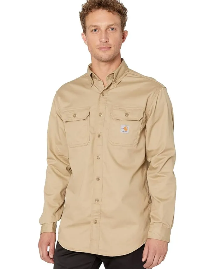 flameresistant_fr_classic_0.webp Carhartt Work & Duty Apparel | Shirts & Tops<Flame-Resistant (FR) Classic Twill Shirt Dark Navy