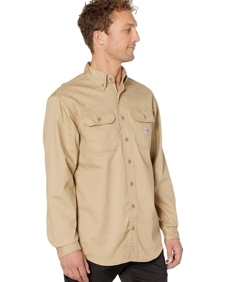 flameresistant_fr_classic_2.webp Carhartt Work & Duty Apparel | Shirts & Tops<Flame-Resistant (FR) Classic Twill Shirt Dark Navy