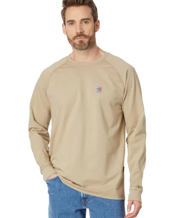 Carhartt Work & Duty Apparel | Shirts & Tops<Flame-Resistant (FR) Force Long Sleeve T-Shirt Khaki