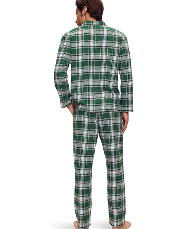 Eberjey Sleepwear<Flannel Long PJ Set Tartan Plaid Forest Green