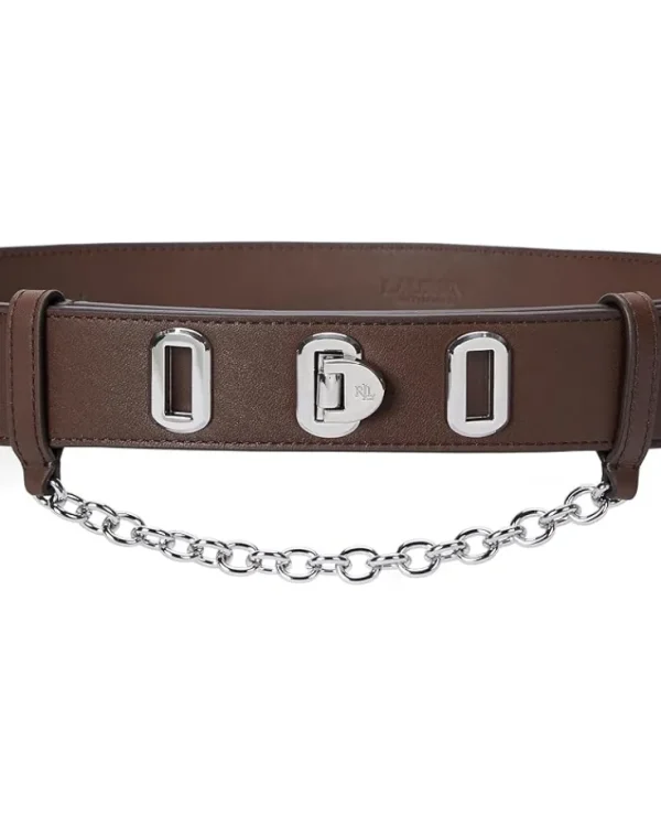 Lauren Ralph Lauren Belts<Flip-Lock Leather Wide Belt Dark Mahogany
