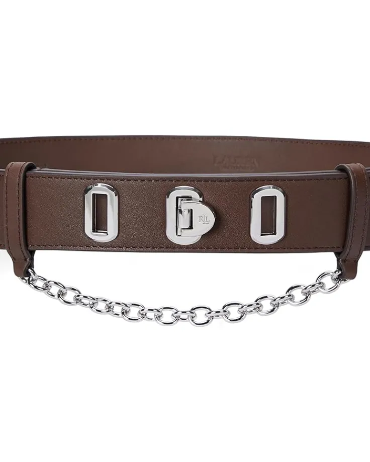 fliplock_leather_wide_bel_1.webp Lauren Ralph Lauren Belts<Flip-Lock Leather Wide Belt Dark Mahogany