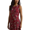 Lauren Ralph Lauren Plus Size<Floral Crinkle Georgette Shift Dress Red Multi