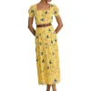 Lauren Ralph Lauren Plus Size<Floral Georgette Puff-Sleeve Midi Dress Yellow Multi