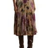 Lauren Ralph Lauren Skirts<Floral Pleated Satin Charmeuse Skirt Tan Multi
