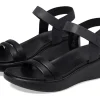 ECCO Comfort<Flowt Luxe Wedge Sandal Black/Black Cow Leather/Cow Nubuck
