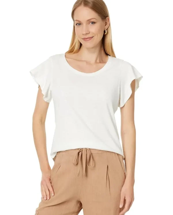 NIC+ZOE Shirts & Tops<Flutter Short Sleeve Tee Paper White
