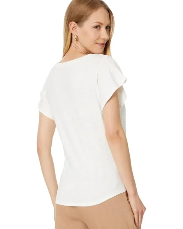 NIC+ZOE Shirts & Tops<Flutter Short Sleeve Tee Paper White