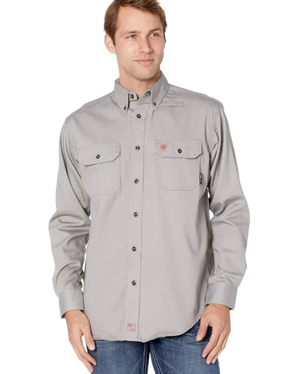 Ariat Work & Duty Apparel | Shirts & Tops<FR Solid Long Sleeve Work Shirt Silver Fox