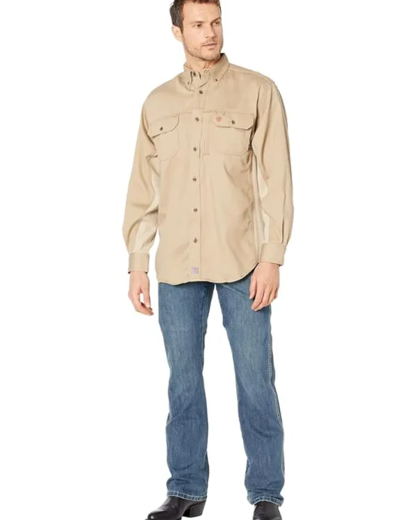 Ariat Work & Duty Apparel | Shirts & Tops<FR Solid Vent Long Sleeve Work Shirt Khaki