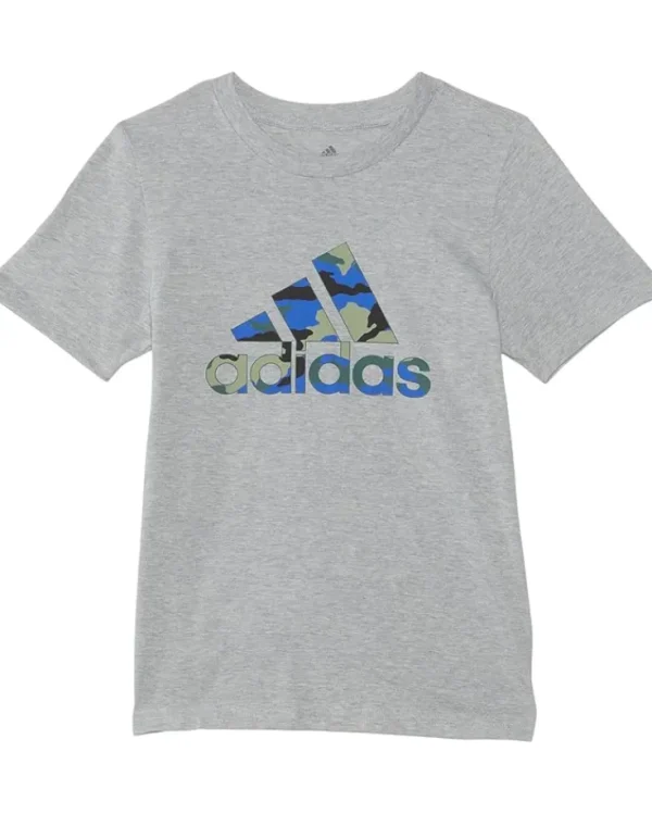 adidas Kids Shirts & Tops<France Camo Logo Heather Tee (Big Kid) Grey Heather