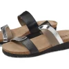 Naot Comfort | Sandals<Frankie Silver Mirror Leather/Gloss Black Stretch/Khaki Patina Elastic