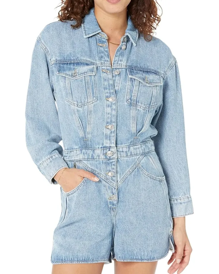 front_yoke_romper_0.webp 7 For All Mankind Jumpsuits & Rompers<Front Yoke Romper Volcan Blue