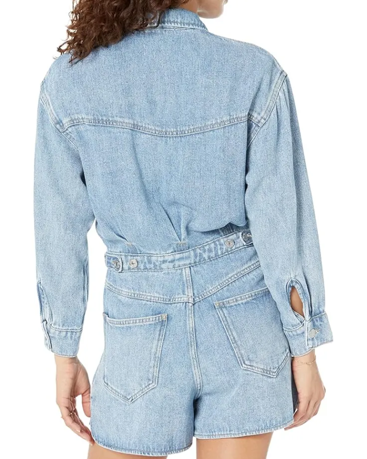 front_yoke_romper_1.webp 7 For All Mankind Jumpsuits & Rompers<Front Yoke Romper Volcan Blue