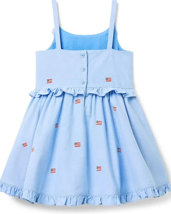 Janie and Jack Dresses<Girls Embroidered Flag Dress (Toddler/Little Kid/Big Kid) Blue