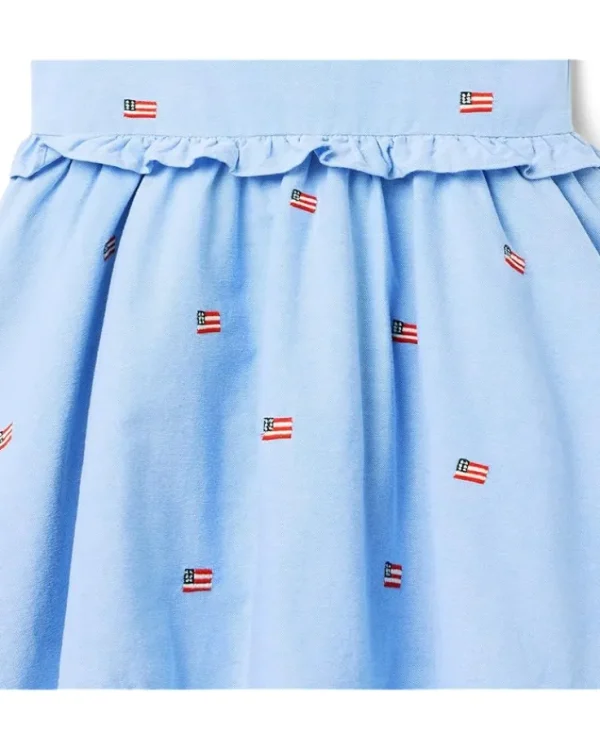 Janie and Jack Dresses<Girls Embroidered Flag Dress (Toddler/Little Kid/Big Kid) Blue