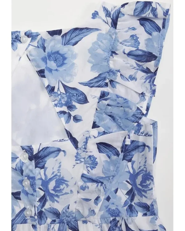 Janie and Jack Dresses<Girls Floral Eyelet Dress (Toddler/Little Kid/Big Little) Blue 1
