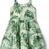 Janie and Jack Dresses<Girls Palm Print Dress (Toddler/Little Kid/Big Kid) Green