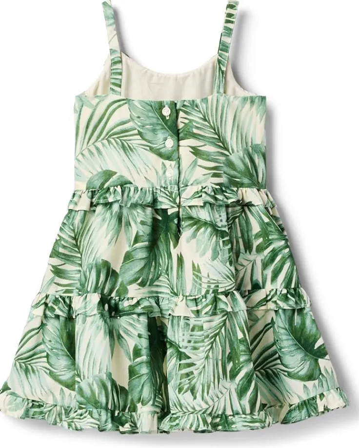 girls_palm_print_dress_to_1.webp Janie and Jack Dresses<Girls Palm Print Dress (Toddler/Little Kid/Big Kid) Green