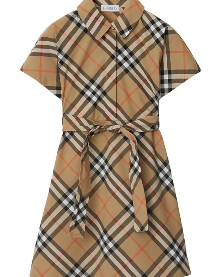 giulietta_check_dress_lit_0.webp Burberry Kids Dresses<Giulietta Check Dress (Little Kid/Big Kid) Sand IP Check