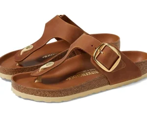 Birkenstock Adaptive<Gizeh Big Buckle - Oiled Leather Cognac Leather
