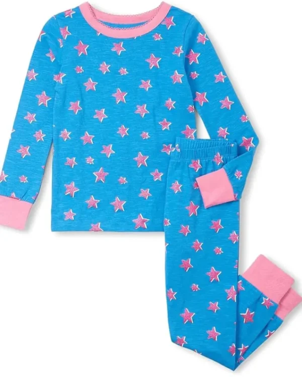 Hatley Kids Pajamas | Pajamas<Glitter Stars Stretch Cotton Pajama Set (Toddler/Little Kid/Big Kid) Blue