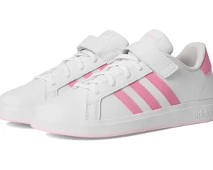 adidas Kids Adaptive<Grand Court 2.0 Elastic (Little Kid/Big Kid) White/Bliss Pink/Clear Pink