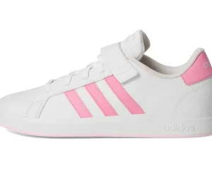 adidas Kids Adaptive<Grand Court 2.0 Elastic (Little Kid/Big Kid) White/Bliss Pink/Clear Pink