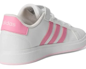 adidas Kids Adaptive<Grand Court 2.0 Elastic (Little Kid/Big Kid) White/Bliss Pink/Clear Pink