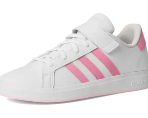 adidas Kids Adaptive<Grand Court 2.0 Elastic (Little Kid/Big Kid) White/Bliss Pink/Clear Pink
