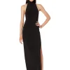 Norma Kamali Dresses<Halter Turtle Side Slit Gown Black