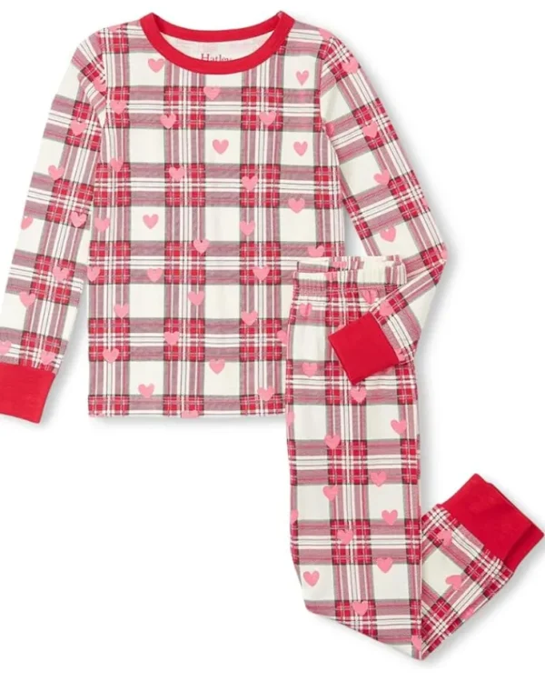 Hatley Kids Pajamas | Pajamas<Hearts Plaid Stretch Cotton Pajama Set (Toddler/Little Kid/Big Kid) Natural