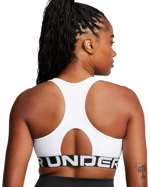 Under Armour Activewear<HeatGear Authentics Mid Impact Branded Sports Bra Black/White