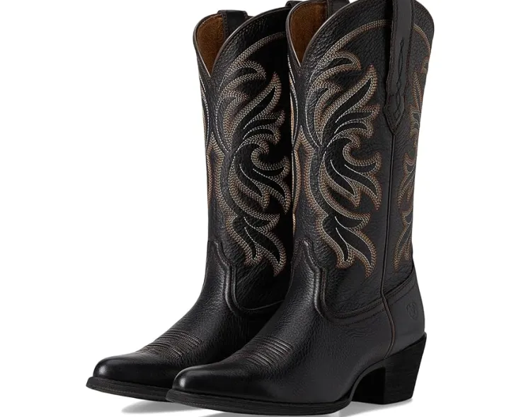 heritage_j_toe_stretchfit_0.webp Ariat Cowboy Boots<Heritage J Toe Stretchfit Western Boots Black Deertan