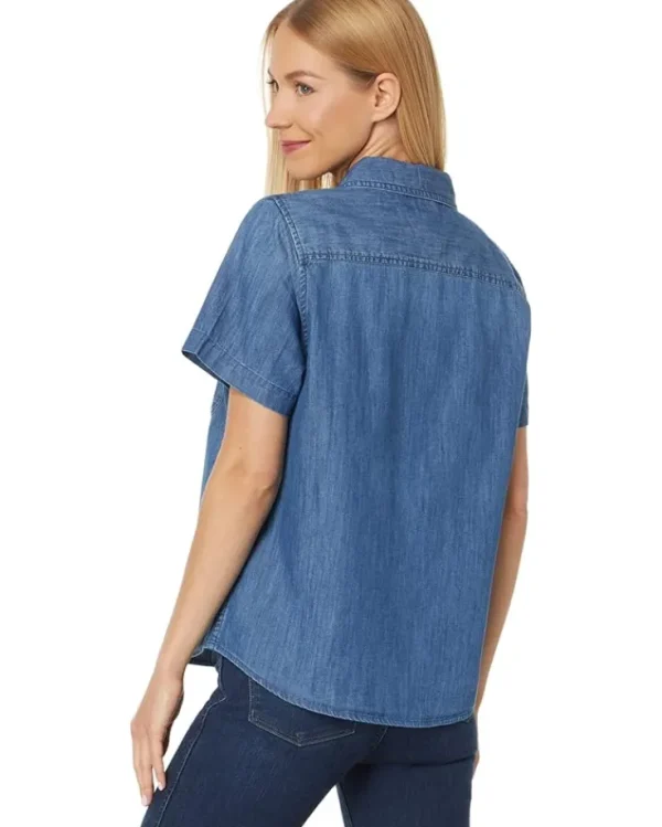L.L.Bean Shirts & Tops<Heritage Washed Denim Lightweight Shirt Short Sleeve Medium Indigo