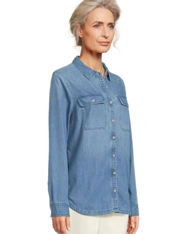 L.L.Bean Plus Size<Heritage Washed Denim Lined Shirt Light Indigo