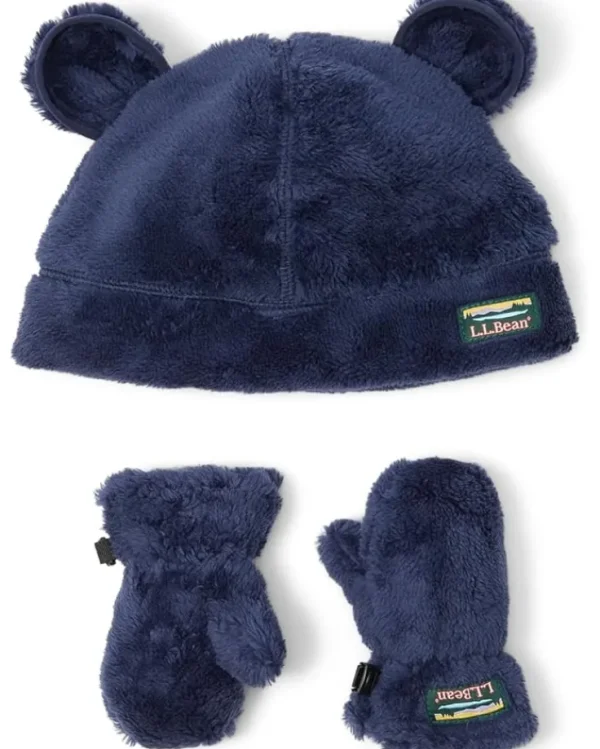 L.L.Bean Hats<Hi-Pile Ear Hat/Mittens Set (Infant/Toddler) Bright Navy