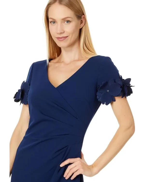 Adrianna Papell Dresses<Knit Crepe Short Dress Navy Sateen