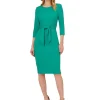 Adrianna Papell Dresses<Knit Crepe Tie Waist Sheath Botanic Green