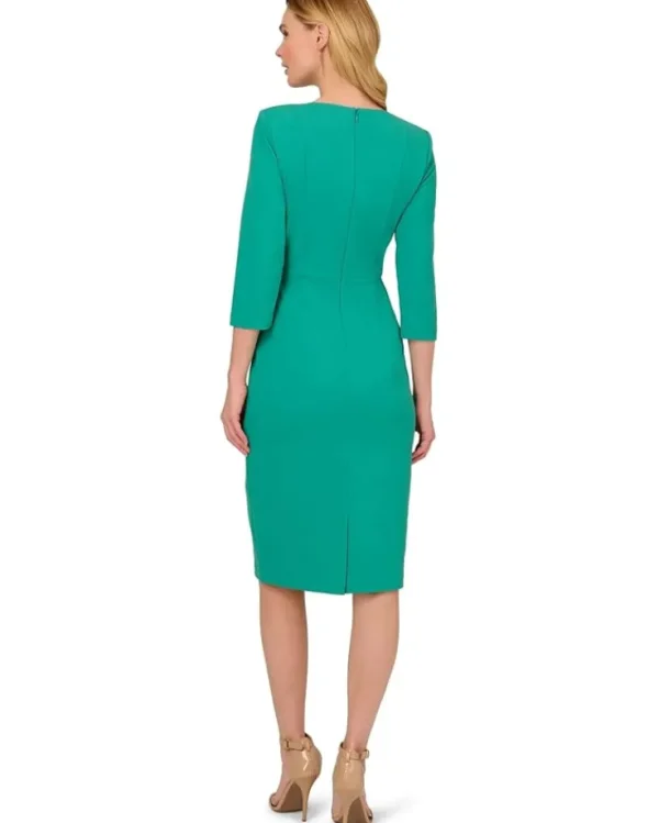 Adrianna Papell Dresses<Knit Crepe Tie Waist Sheath Botanic Green