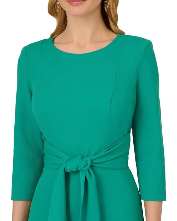Adrianna Papell Dresses<Knit Crepe Tie Waist Sheath Botanic Green