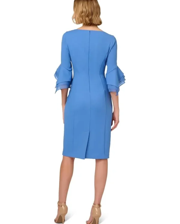 Adrianna Papell Dresses<Knit Crepe Tiered Sleeve Dress Cool Water
